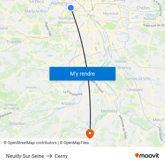 Neuilly-Sur-Seine to Cerny map