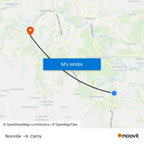 Nonville to Cerny map