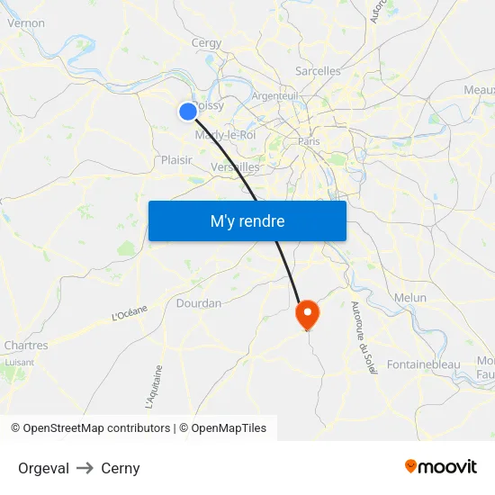 Orgeval to Cerny map