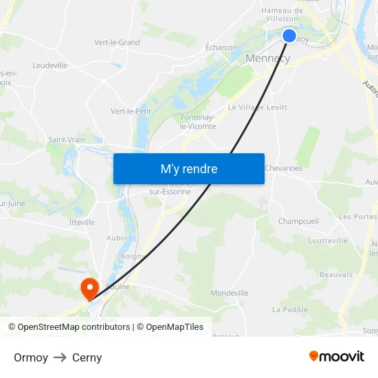 Ormoy to Cerny map