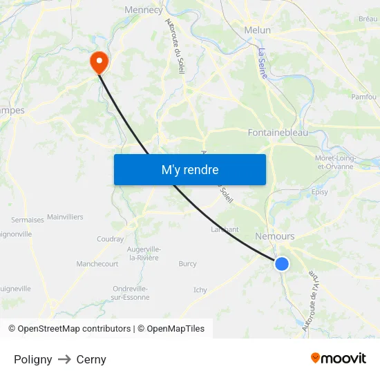 Poligny to Cerny map