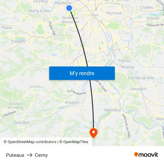 Puteaux to Cerny map