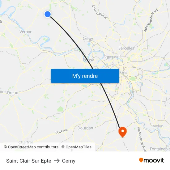 Saint-Clair-Sur-Epte to Cerny map