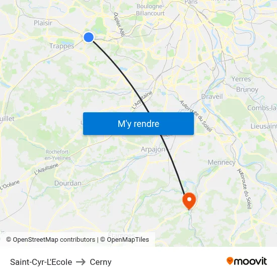 Saint-Cyr-L'Ecole to Cerny map