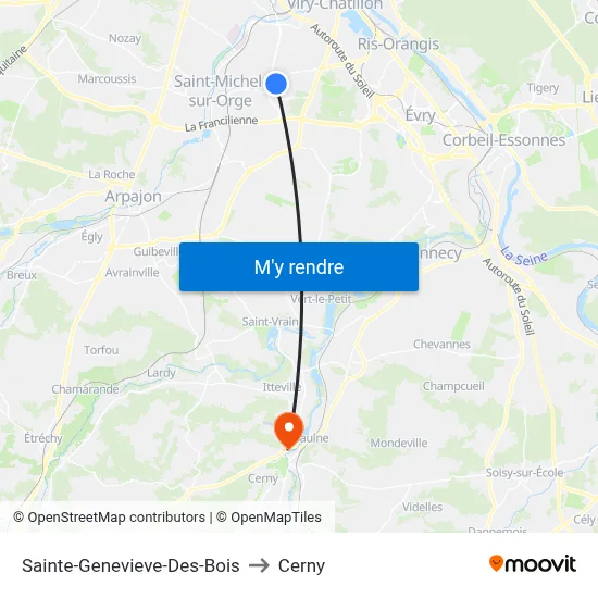 Sainte-Genevieve-Des-Bois to Cerny map