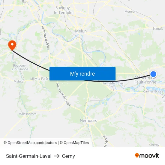 Saint-Germain-Laval to Cerny map