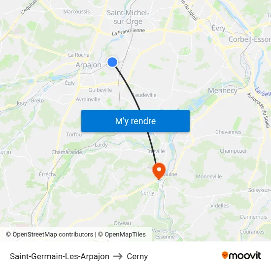 Saint-Germain-Les-Arpajon to Cerny map