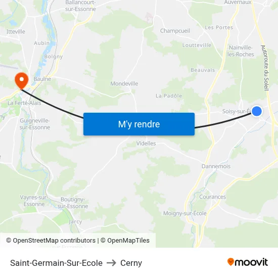 Saint-Germain-Sur-Ecole to Cerny map