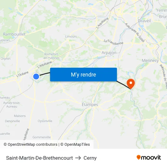 Saint-Martin-De-Brethencourt to Cerny map