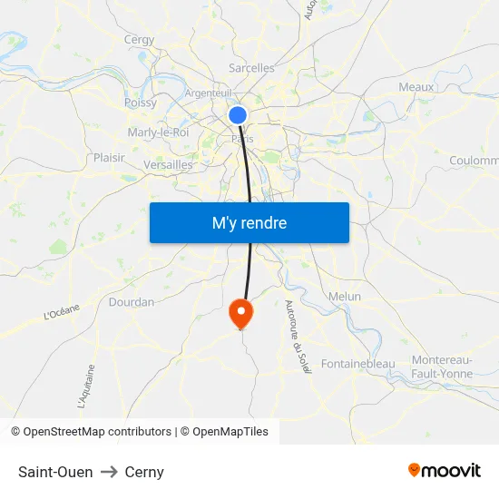 Saint-Ouen to Cerny map