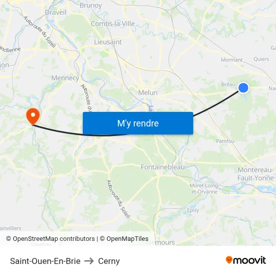 Saint-Ouen-En-Brie to Cerny map