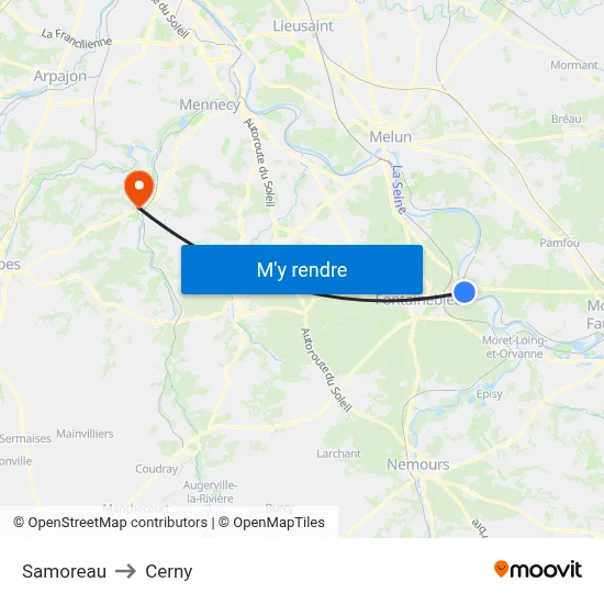 Samoreau to Cerny map