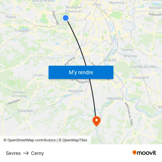 Sevres to Cerny map