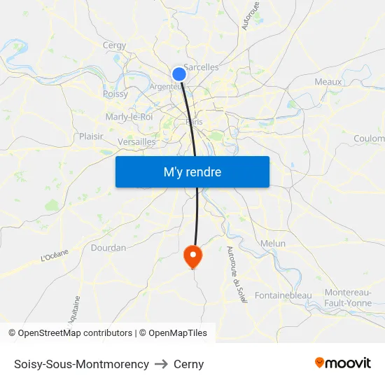 Soisy-Sous-Montmorency to Cerny map