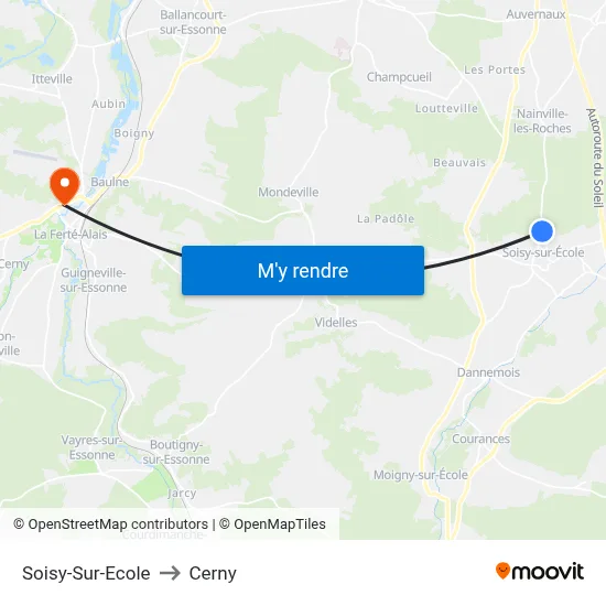 Soisy-Sur-Ecole to Cerny map