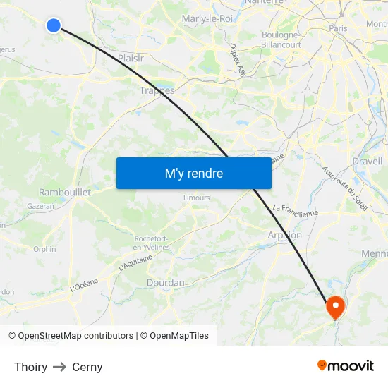 Thoiry to Cerny map