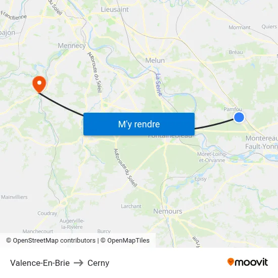 Valence-En-Brie to Cerny map