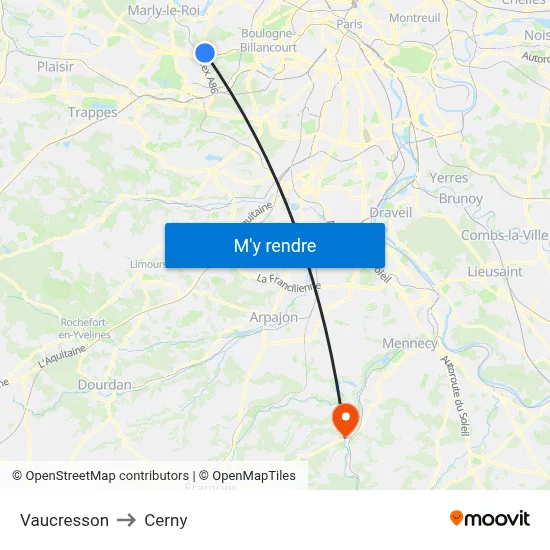 Vaucresson to Cerny map