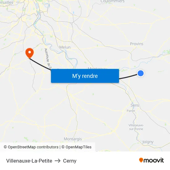 Villenauxe-La-Petite to Cerny map