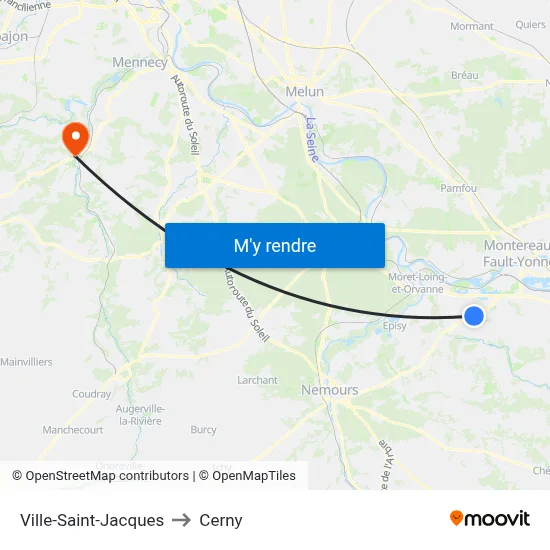 Ville-Saint-Jacques to Cerny map