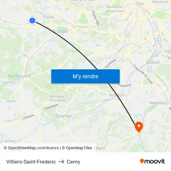 Villiers-Saint-Frederic to Cerny map