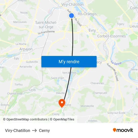 Viry-Chatillon to Cerny map