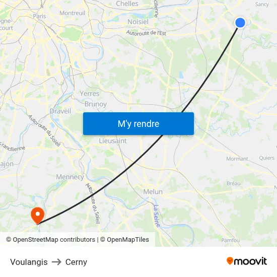 Voulangis to Cerny map
