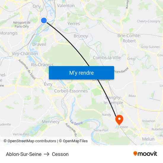 Ablon-Sur-Seine to Cesson map