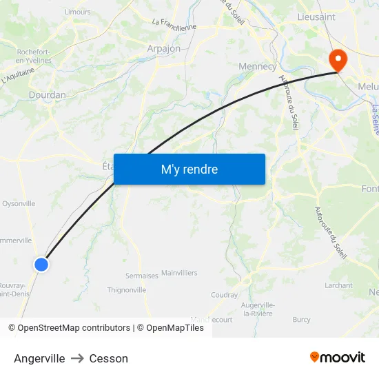 Angerville to Cesson map