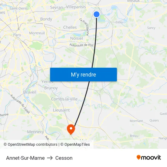 Annet-Sur-Marne to Cesson map