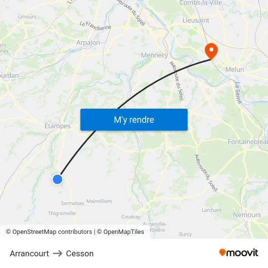 Arrancourt to Cesson map
