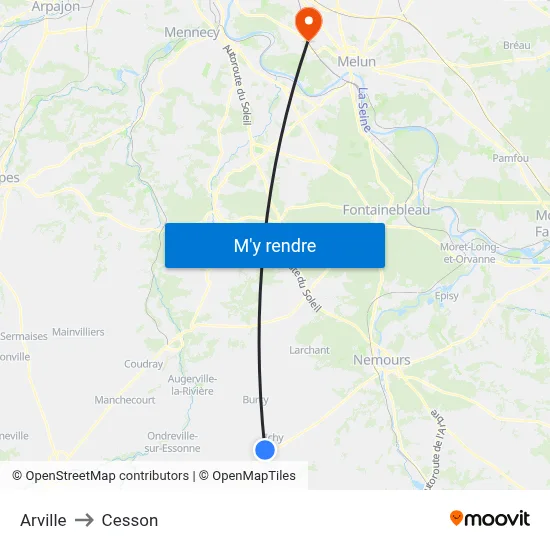 Arville to Cesson map