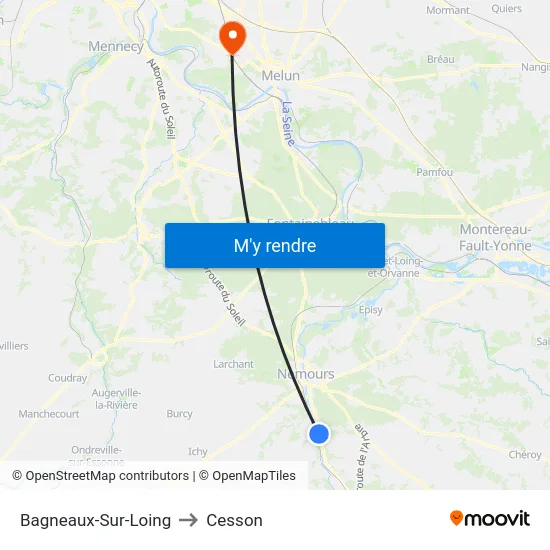 Bagneaux-Sur-Loing to Cesson map