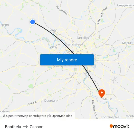 Banthelu to Cesson map