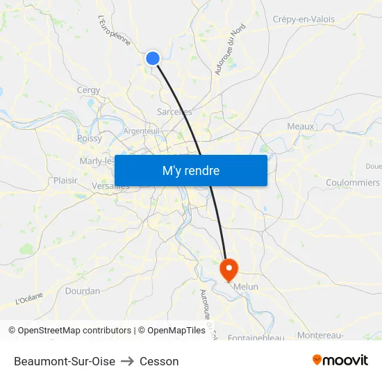 Beaumont-Sur-Oise to Cesson map