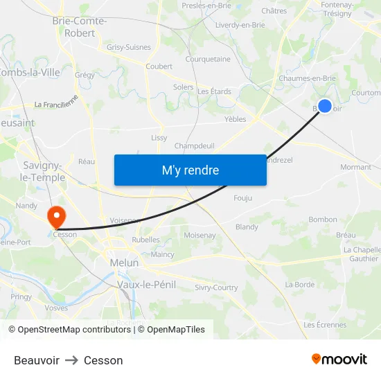 Beauvoir to Cesson map