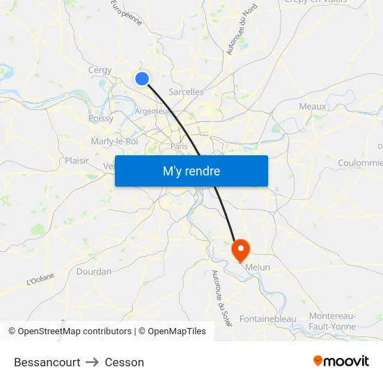 Bessancourt to Cesson map