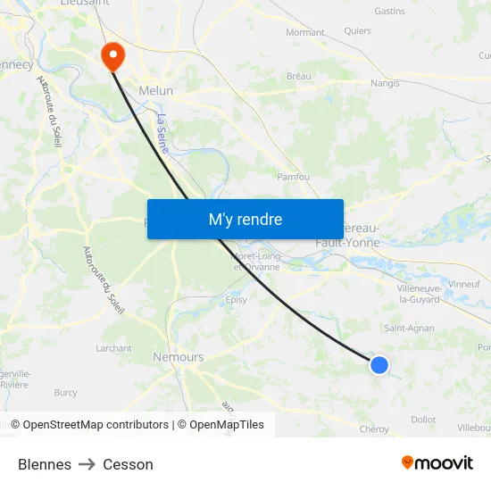 Blennes to Cesson map