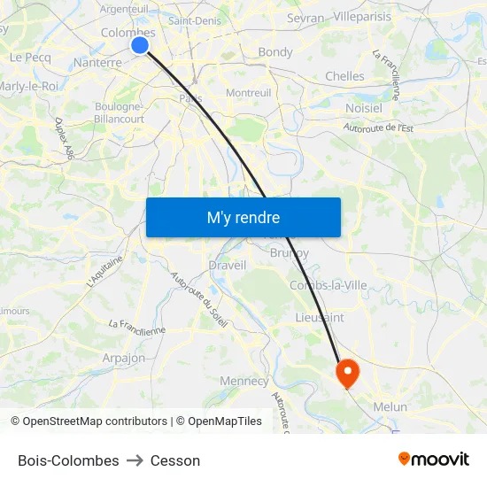 Bois-Colombes to Cesson map