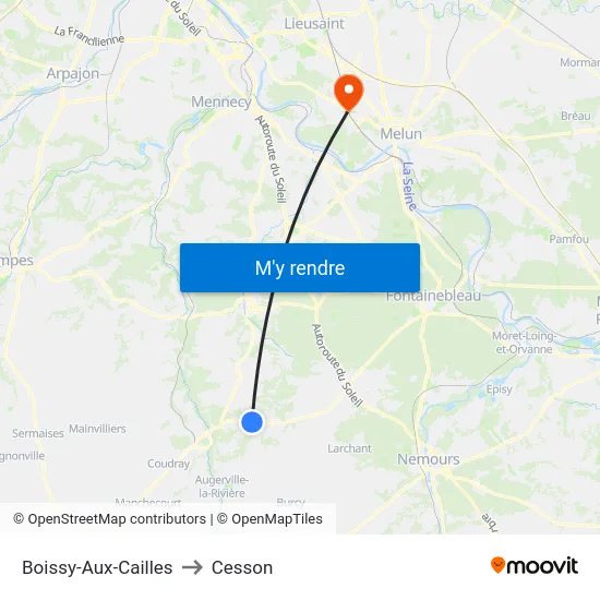 Boissy-Aux-Cailles to Cesson map