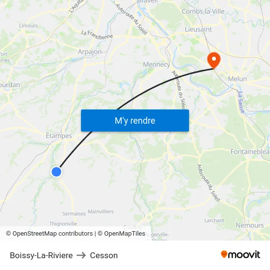 Boissy-La-Riviere to Cesson map