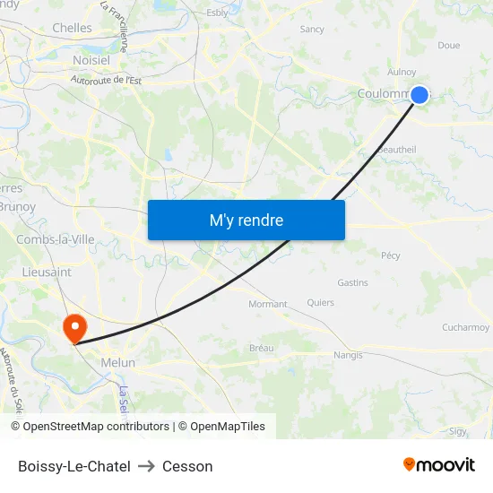 Boissy-Le-Chatel to Cesson map
