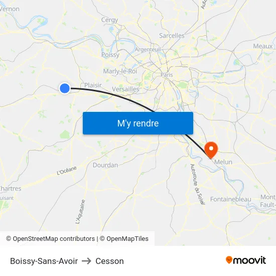 Boissy-Sans-Avoir to Cesson map