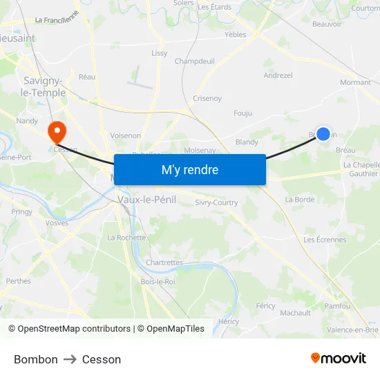 Bombon to Cesson map