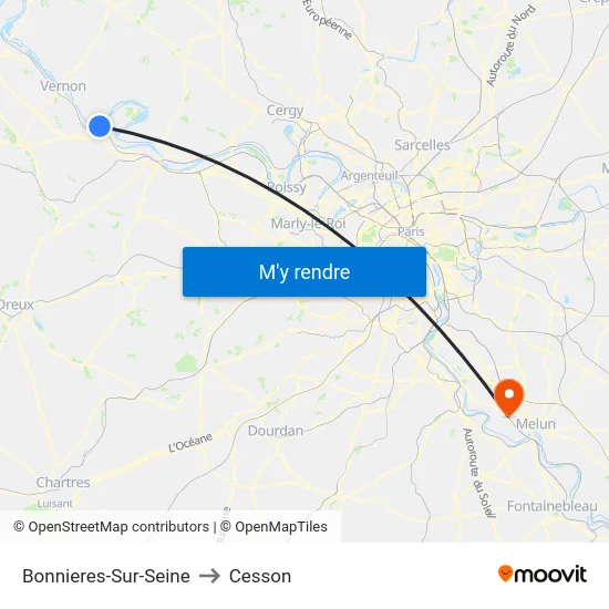 Bonnieres-Sur-Seine to Cesson map