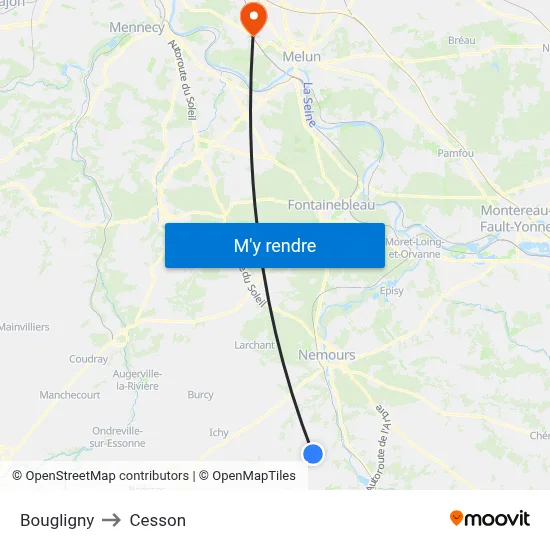 Bougligny to Cesson map
