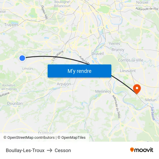 Boullay-Les-Troux to Cesson map