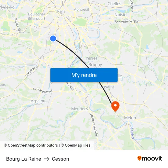 Bourg-La-Reine to Cesson map