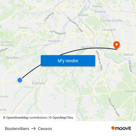 Boutervilliers to Cesson map