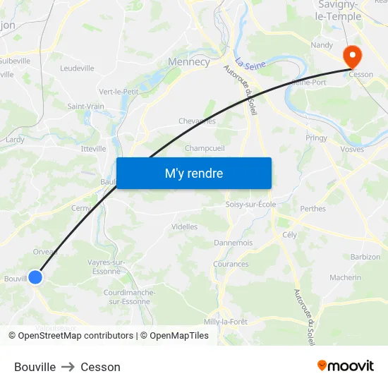 Bouville to Cesson map